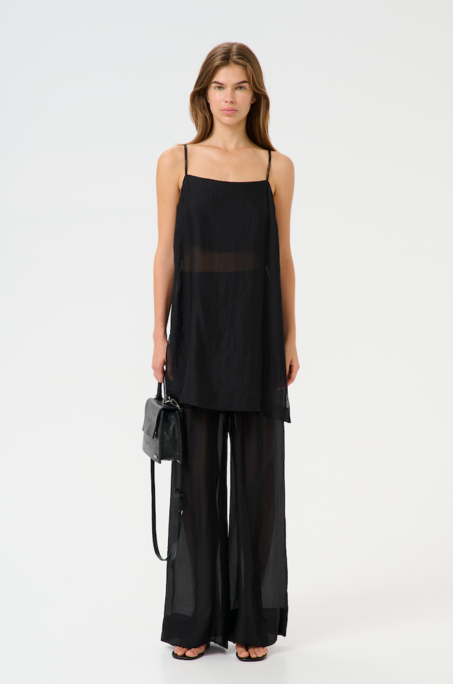 GESTUZ TRUDI TOP BLACK - ORGANZA TOP SCHWARZ