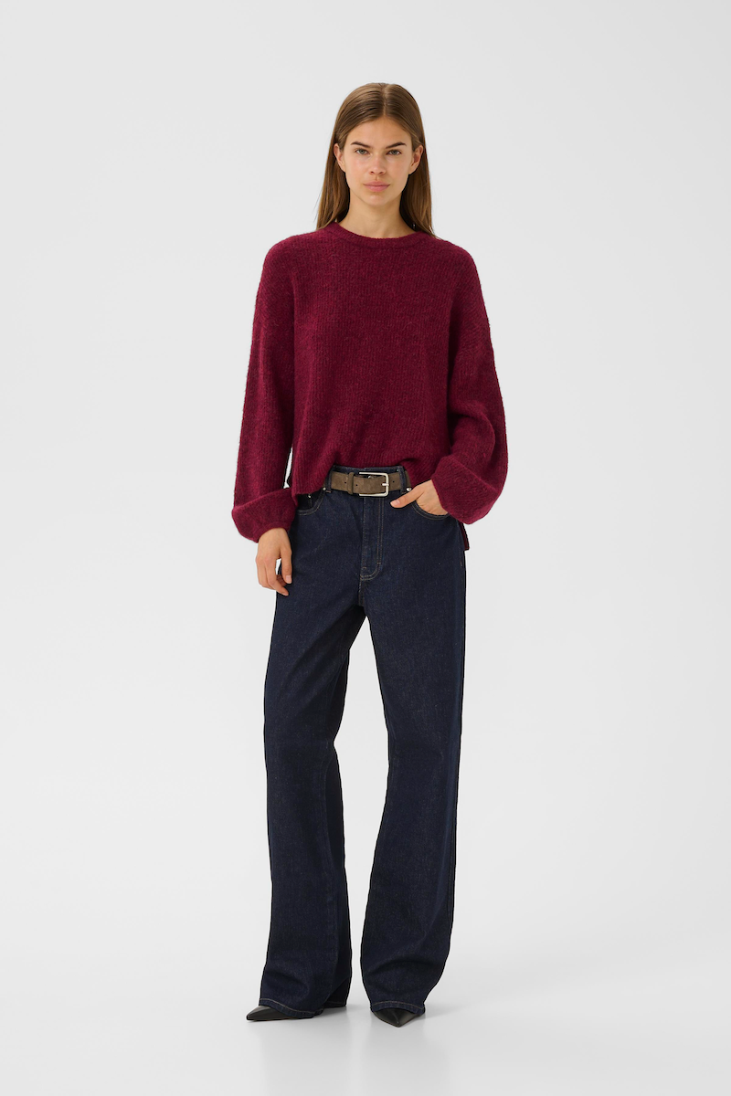 GESTUZ GZALPHA PULLOVER IN BLOOD RED - PULLOVER RUNDHALS
