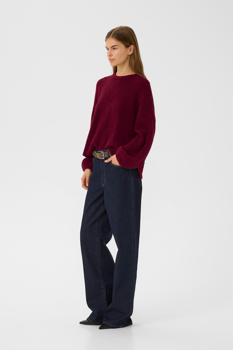 GESTUZ GZALPHA PULLOVER IN BLOOD RED - PULLOVER RUNDHALS