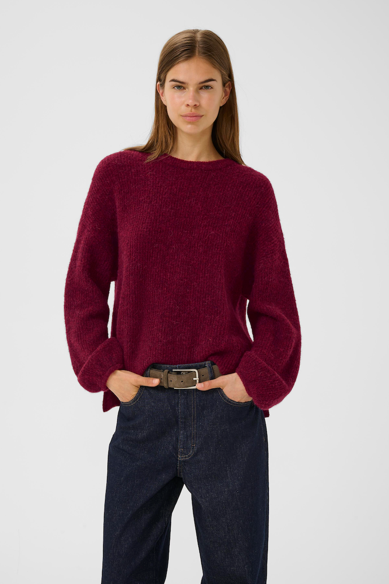 GESTUZ GZALPHA PULLOVER IN BLOOD RED - PULLOVER RUNDHALS