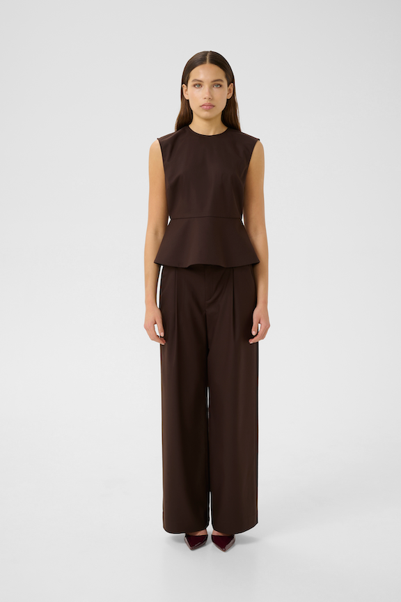GESTUZ PAULA PEPLUM TOP - OBERTEIL BRAUN