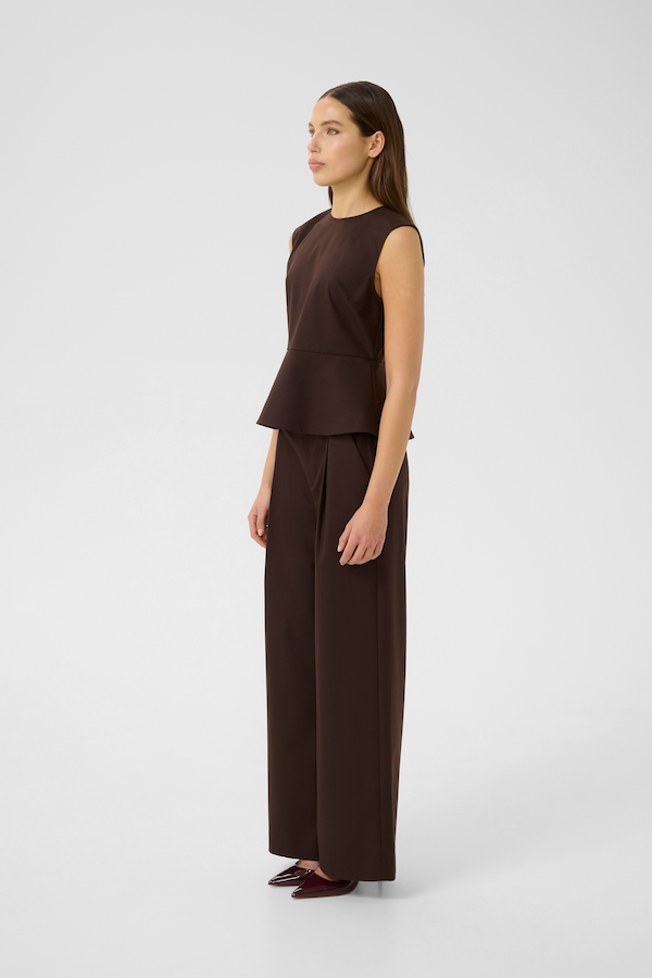 GESTUZ PAULA PEPLUM TOP - OBERTEIL BRAUN
