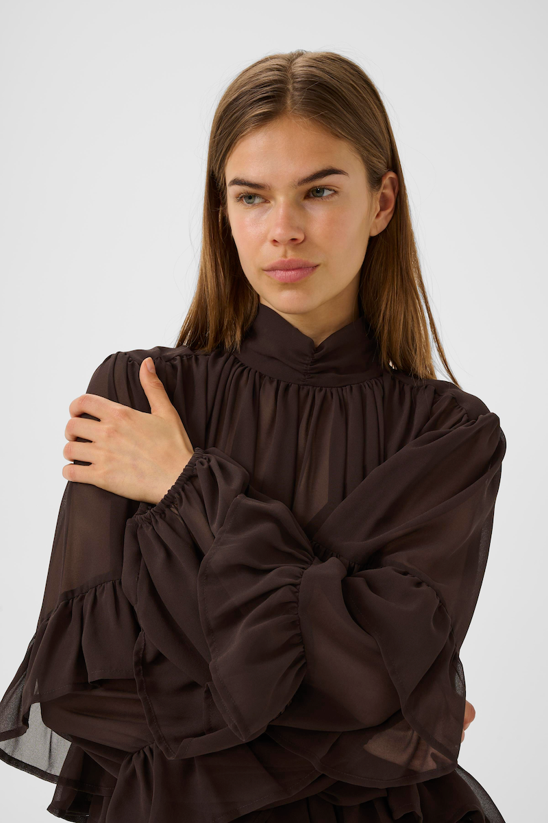 GESTUZ GZMIO BLOUSE - CHIFFON BLUSE MIT TOP IN BRAUN