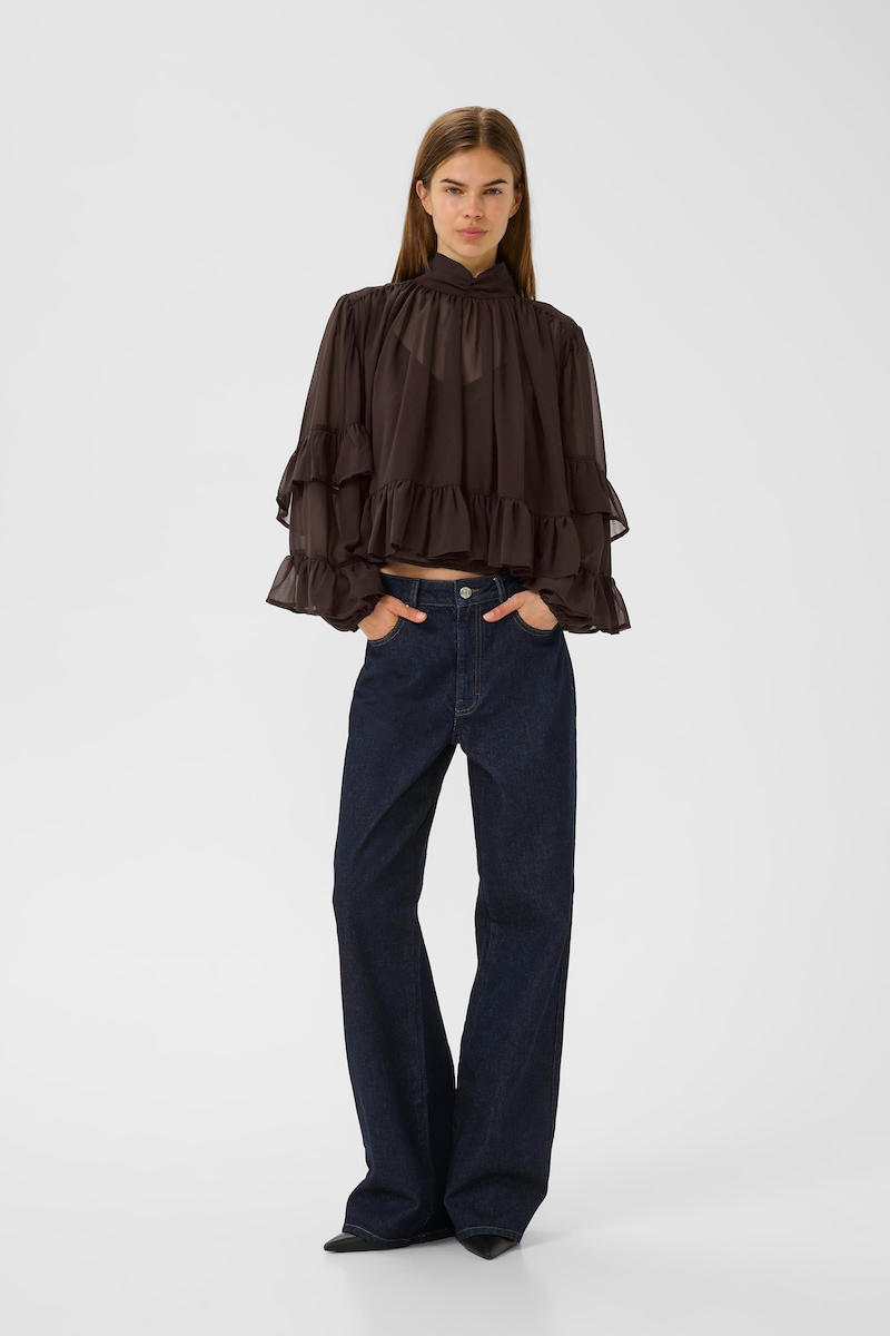 GESTUZ GZMIO BLOUSE - CHIFFON BLUSE MIT TOP IN BRAUN
