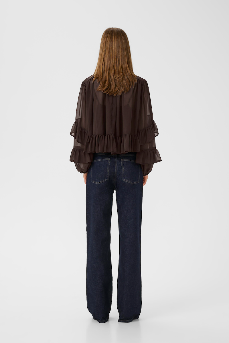 GESTUZ GZMIO BLOUSE - CHIFFON BLUSE MIT TOP IN BRAUN