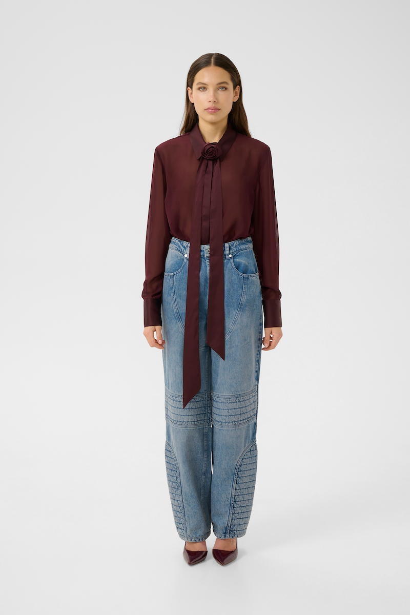 GESTUZ GZLYNNE SHIRT IN BURGUNDY - CHIFFON BLUSE
