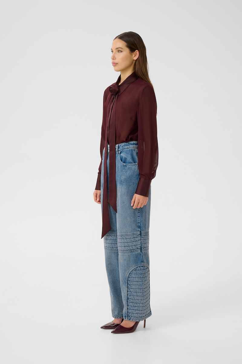 GESTUZ GZLYNNE SHIRT IN BURGUNDY - CHIFFON BLUSE
