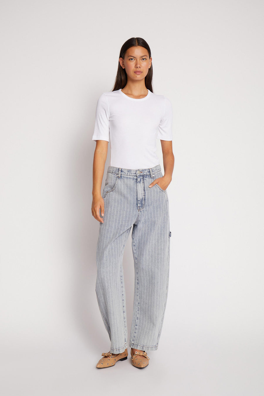 MUNTHE SHIMO PANTS - JEANS MIT NADELSTREIFEN