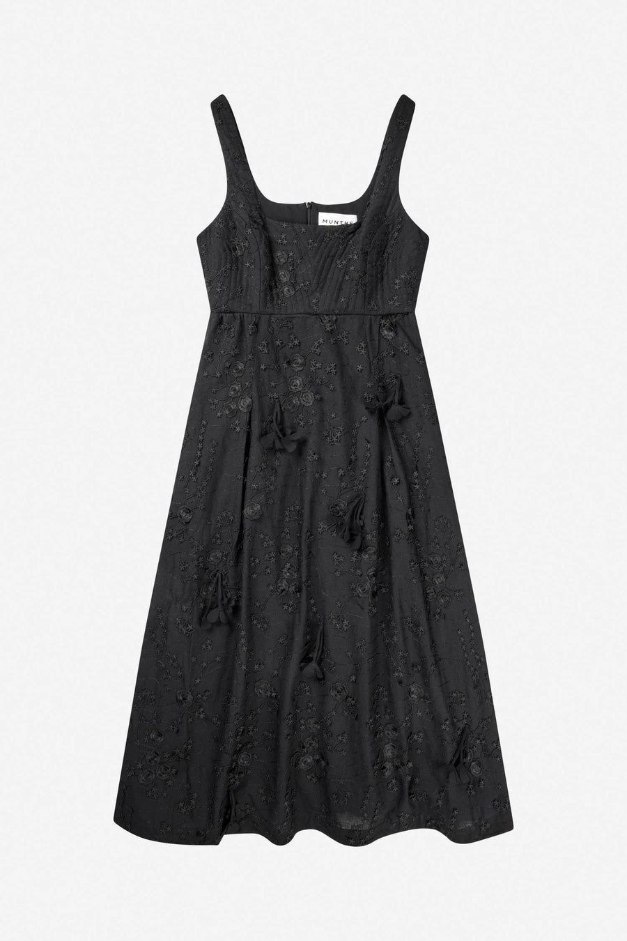 MUNTHE DRESS FRONIA BLACK - KLEID MIT 3D BLUMEN APPLIKATION