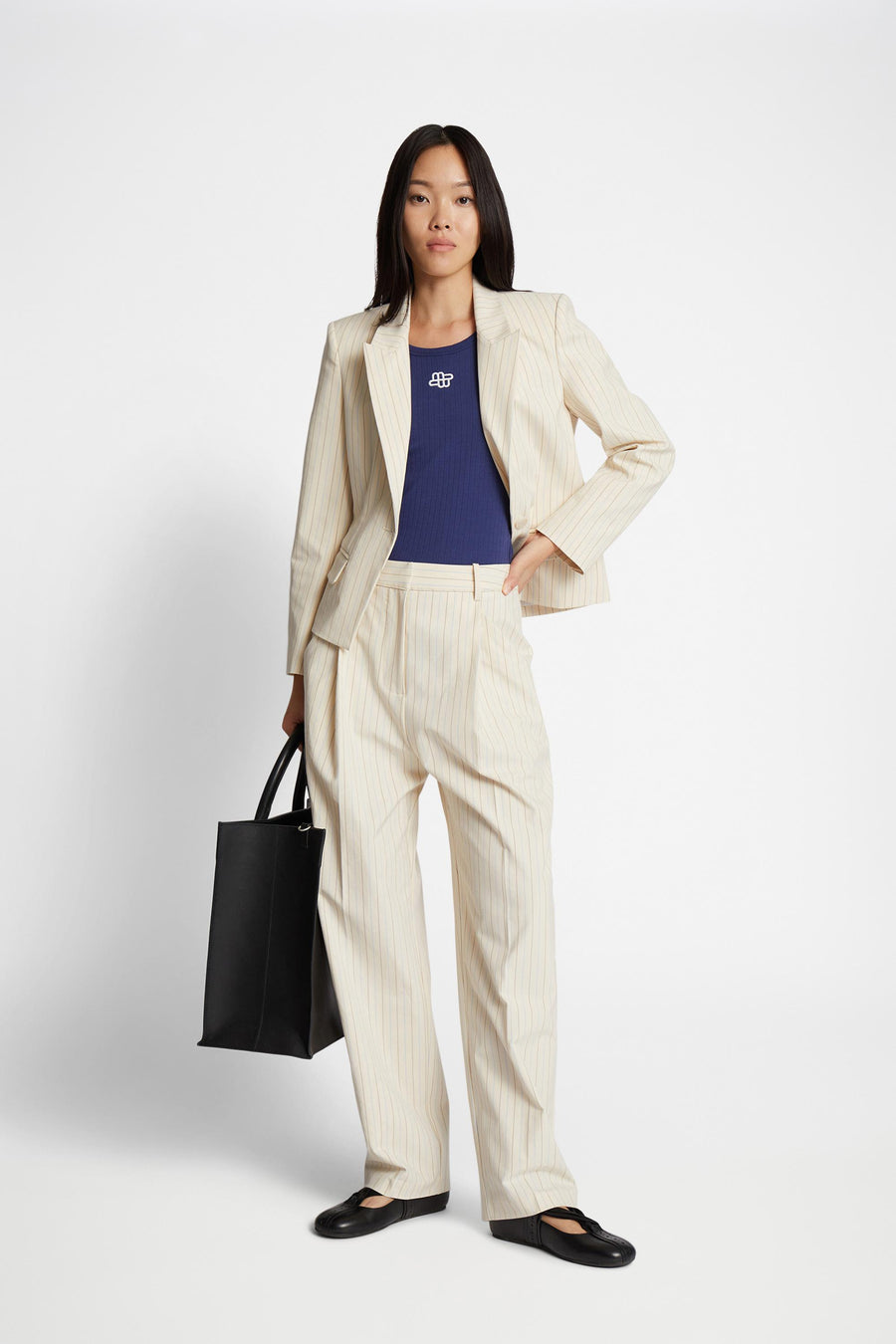 MUNTHE FILANA PANTS - HOSE NADELSTREIFEN HELL