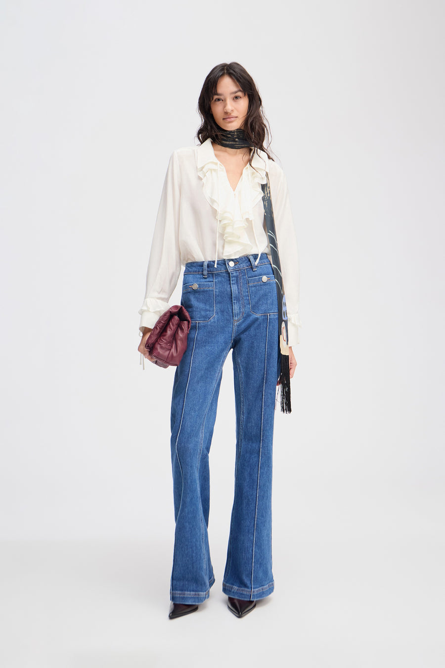 MUNTHE LESIENNA BLOUSE - BLUSE MIT VOLANTS IN YVORY