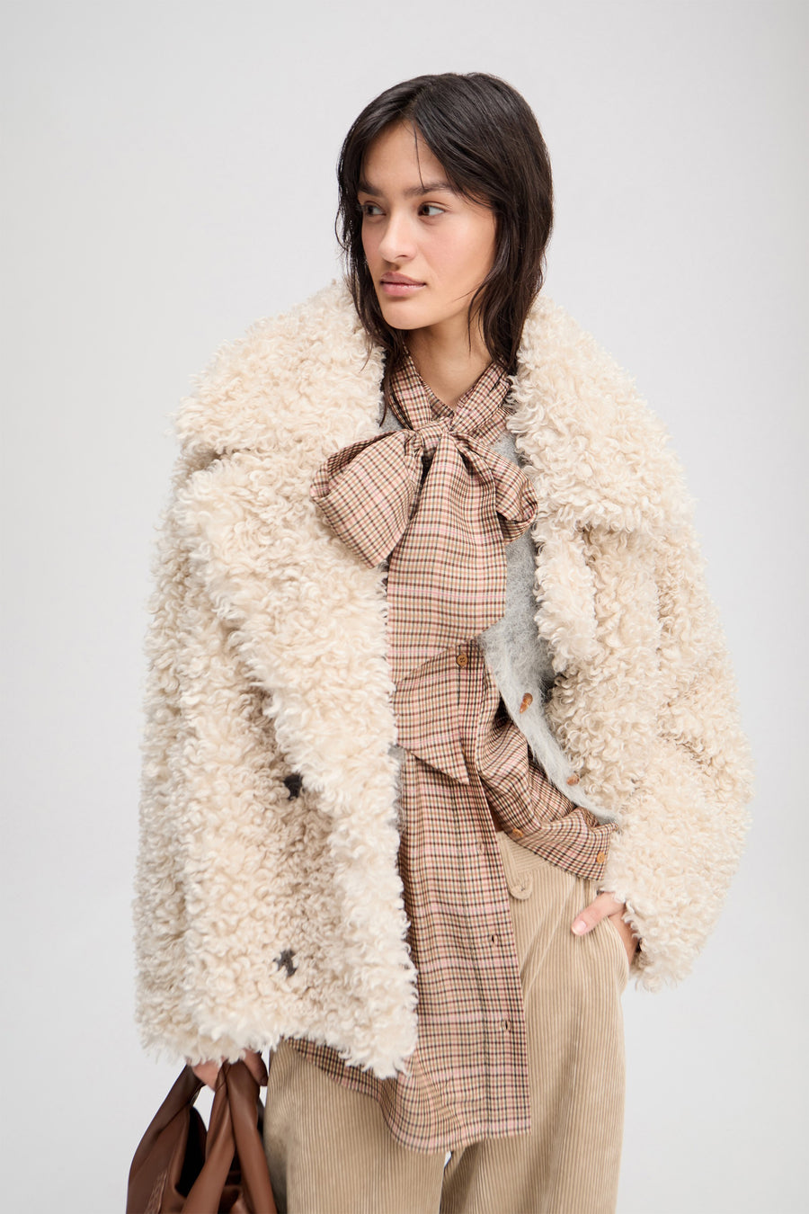 MUNTHE LESTINE TEDDY COAT - KURZE TEDDY-JACKE IN KITT