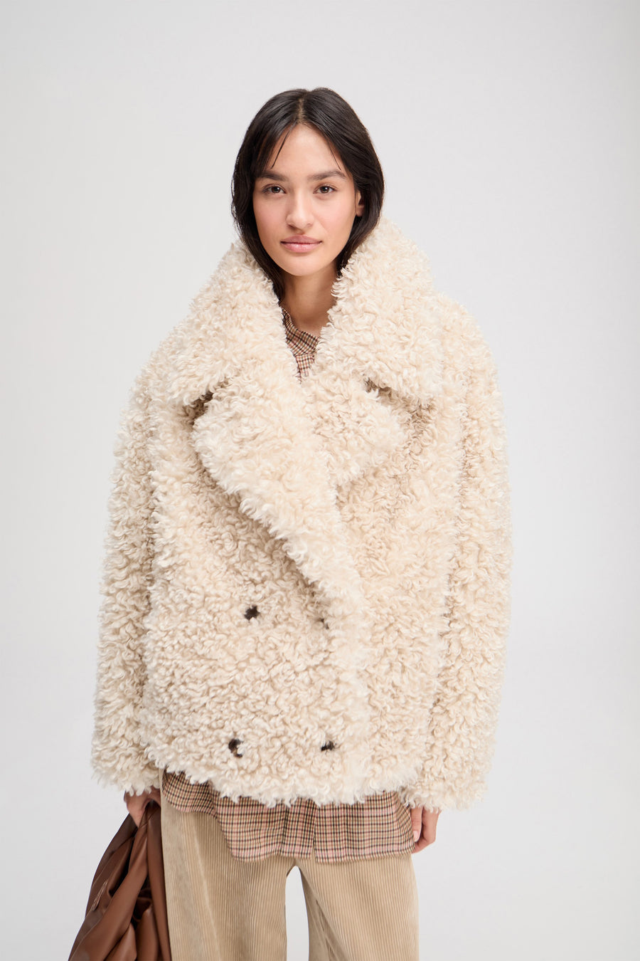 MUNTHE LESTINE TEDDY COAT - KURZE TEDDY-JACKE IN KITT