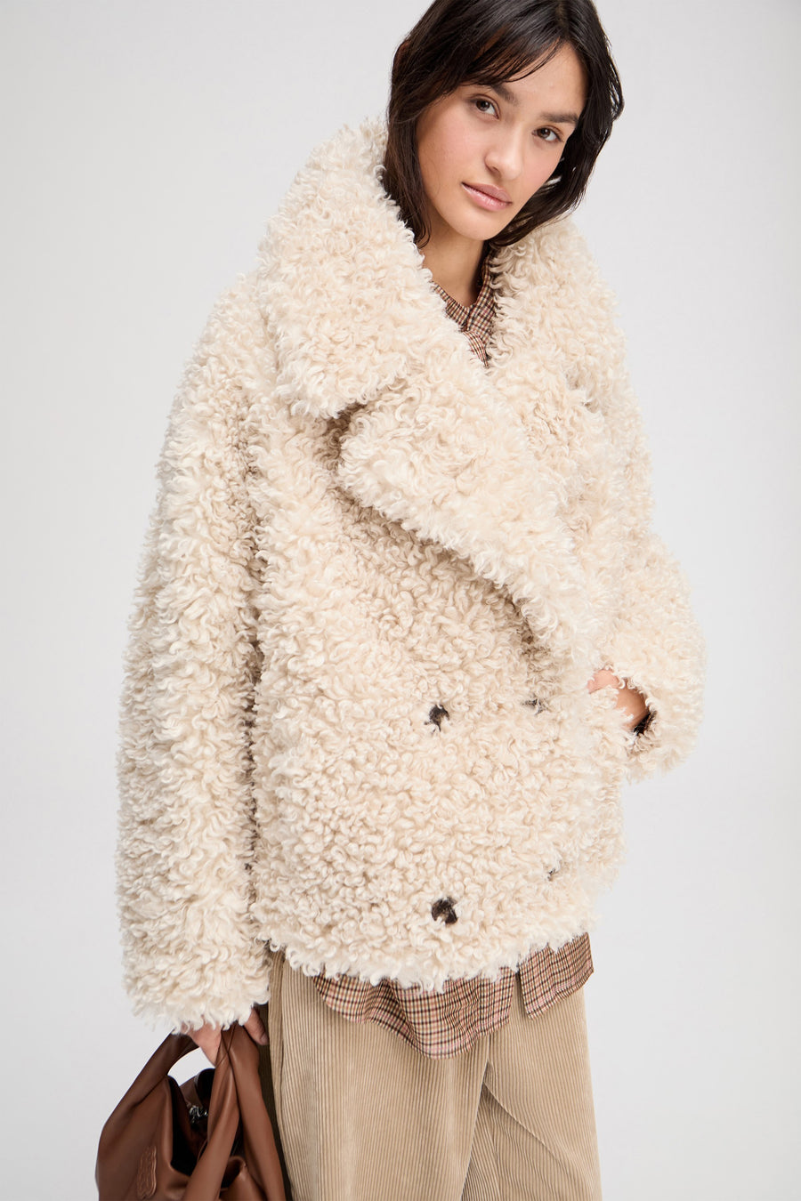 MUNTHE LESTINE TEDDY COAT - KURZE TEDDY-JACKE IN KITT