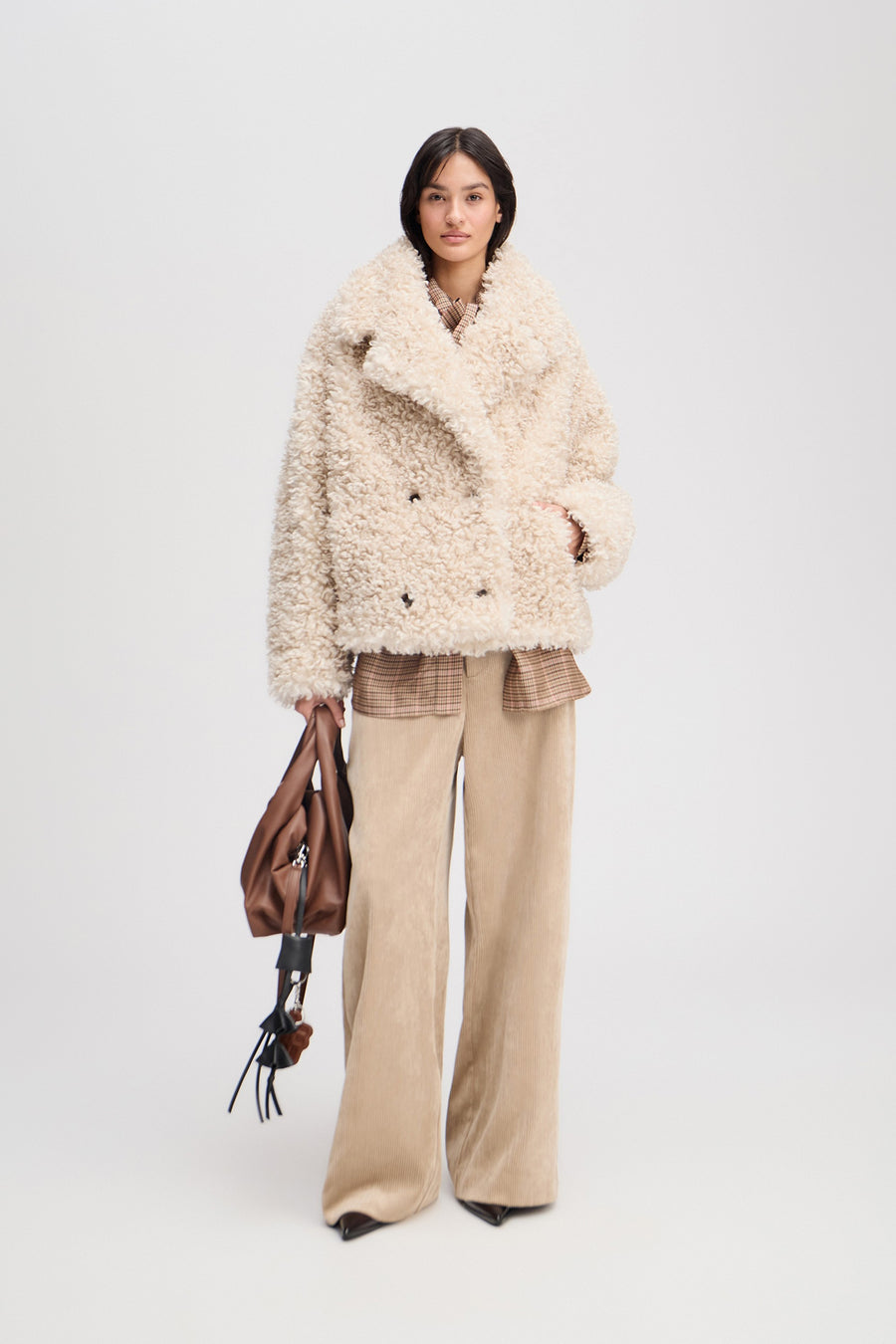 MUNTHE LESTINE TEDDY COAT - KURZE TEDDY-JACKE IN KITT