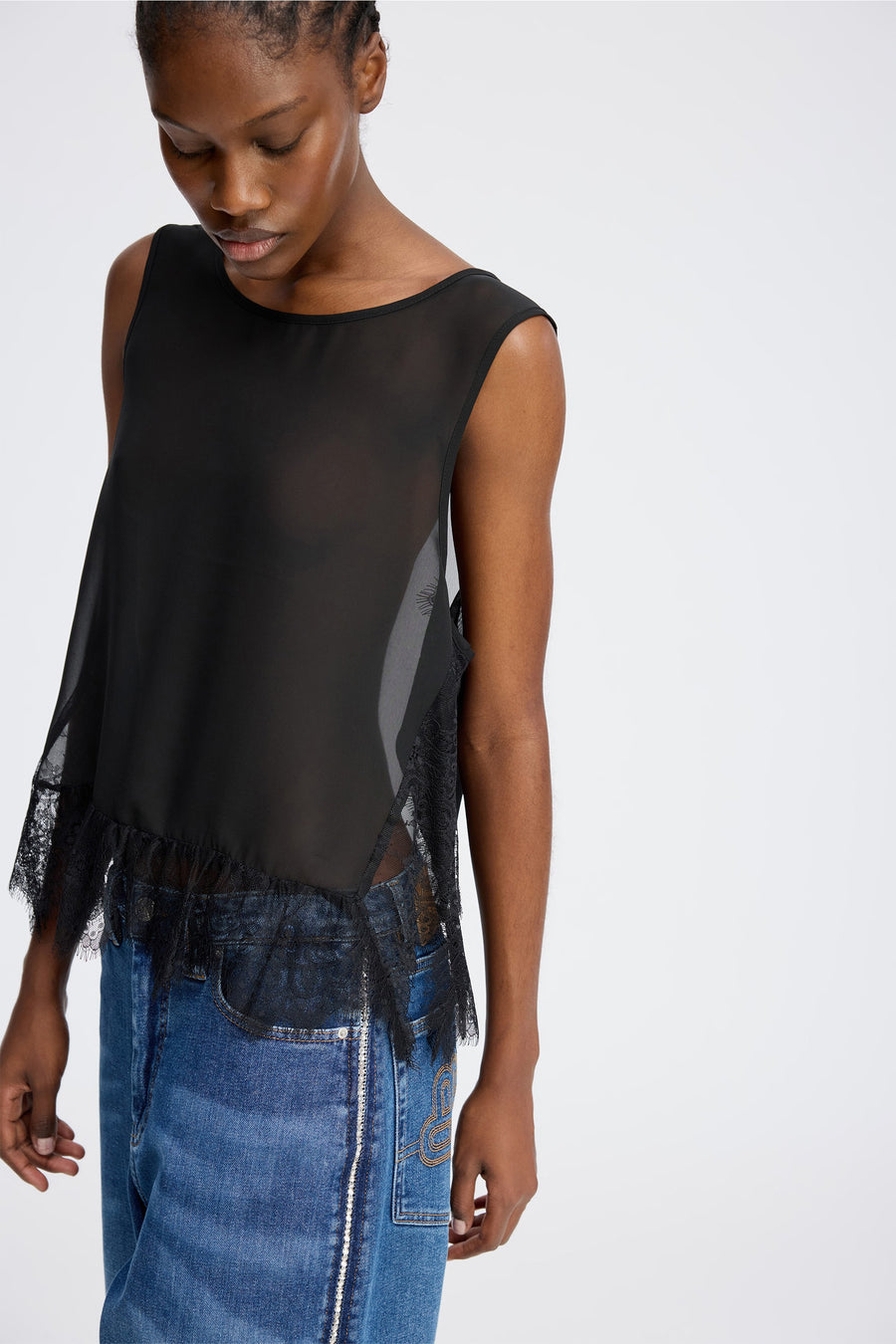 MUNTHE RACH TOP BLACK - TWO IN ONE TOP