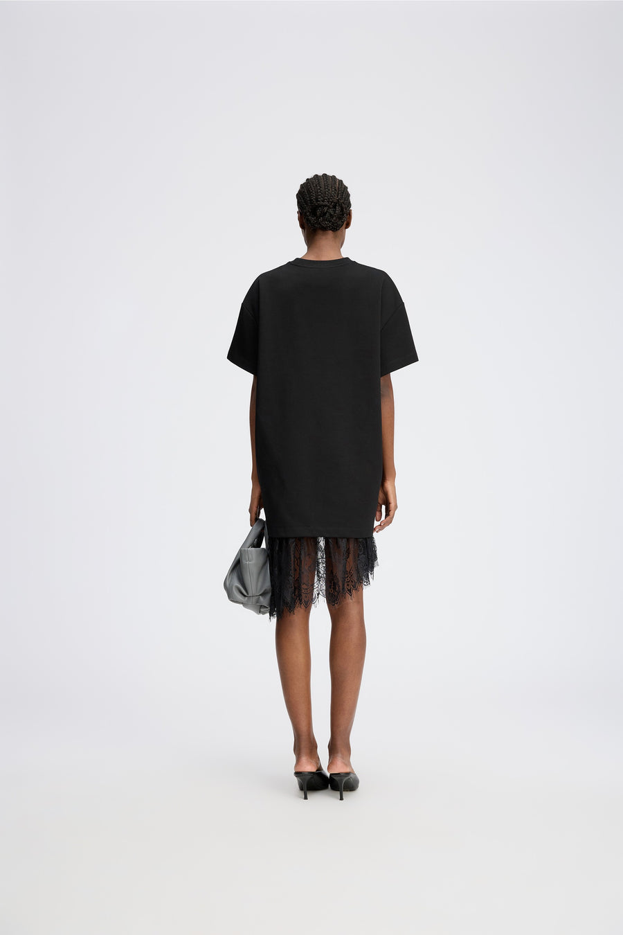 MUNTHE ROSIE DRESS BLACK - KLEID MIT SPITZEN UNTERKLEID