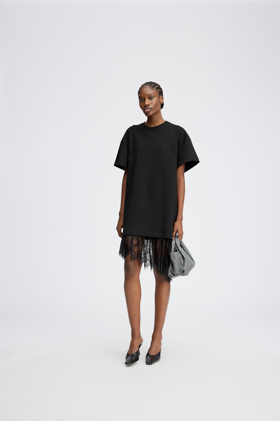 MUNTHE ROSIE DRESS BLACK - KLEID MIT SPITZEN UNTERKLEID