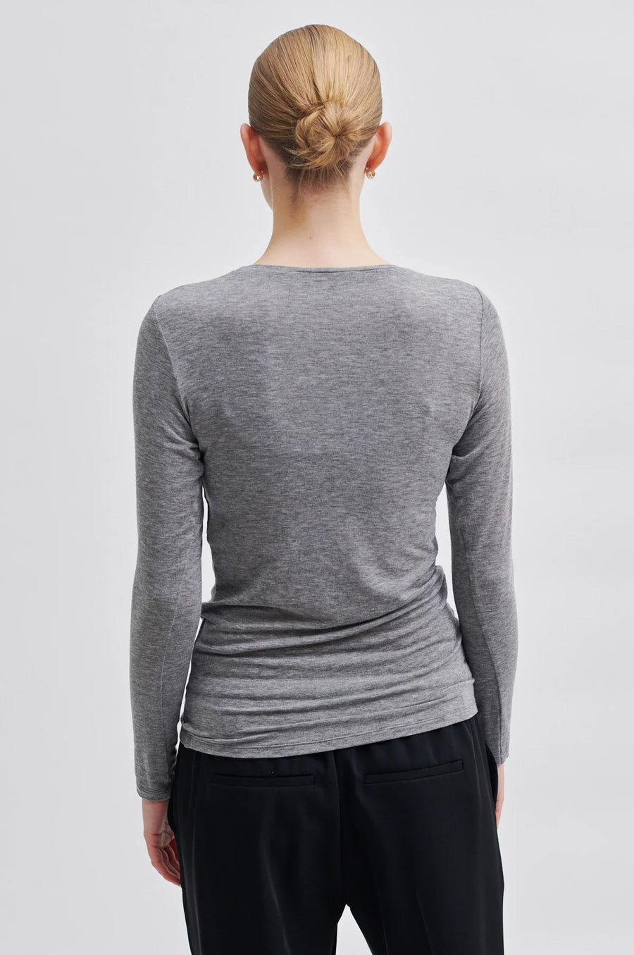 SECOND FEMALE MATIMA O-NECK - SHIRT LANGARM GRAU MELANGE