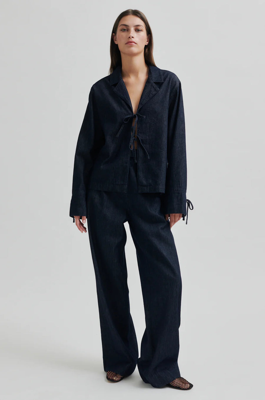 SECOND FEMALE ALLUET TROUSERS - DENIM HOSE WEIT MIT BUNDFALTEN