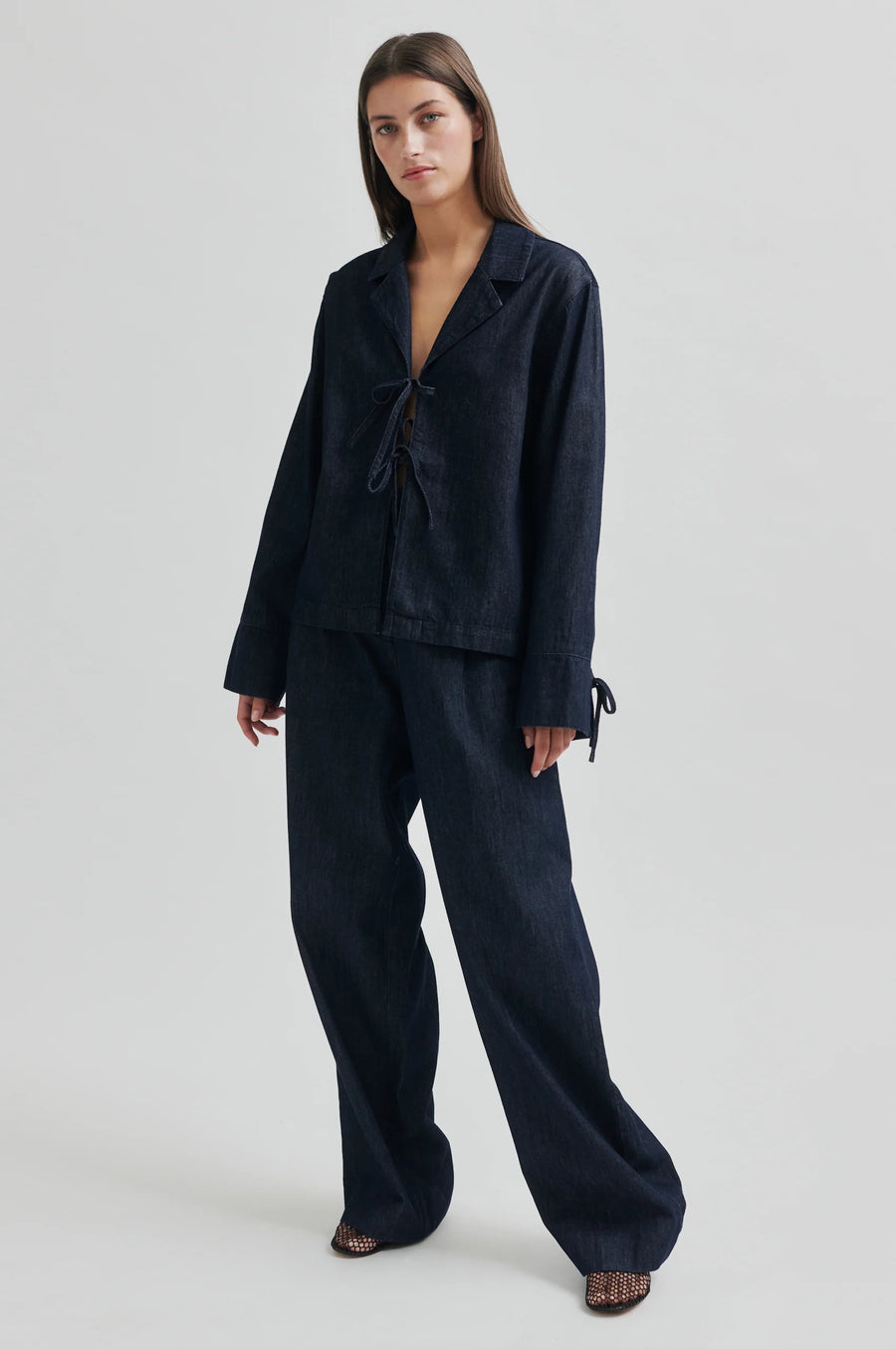 SECOND FEMALE ALLUET TROUSERS - DENIM HOSE WEIT MIT BUNDFALTEN