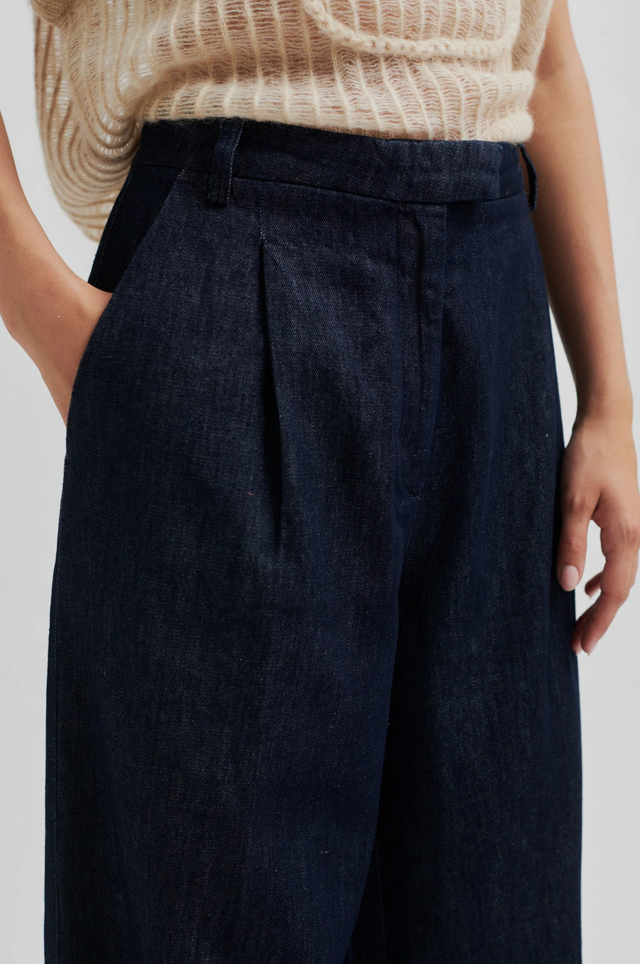 SECOND FEMALE ALLUET TROUSERS - DENIM HOSE WEIT MIT BUNDFALTEN