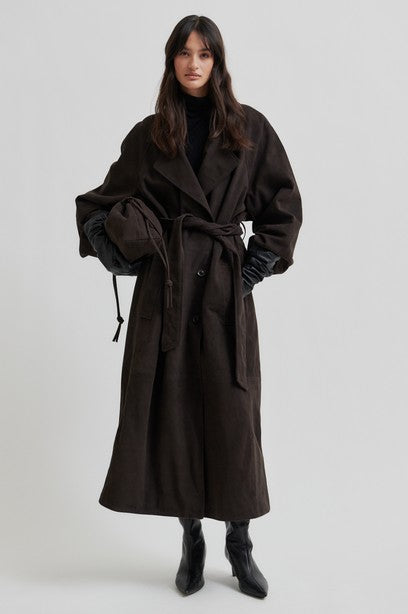 SECOND FEMALE NOOMI SUEDE TRENCHCOAT - VELOURSLEDER TRENCHCOAT BRAUN