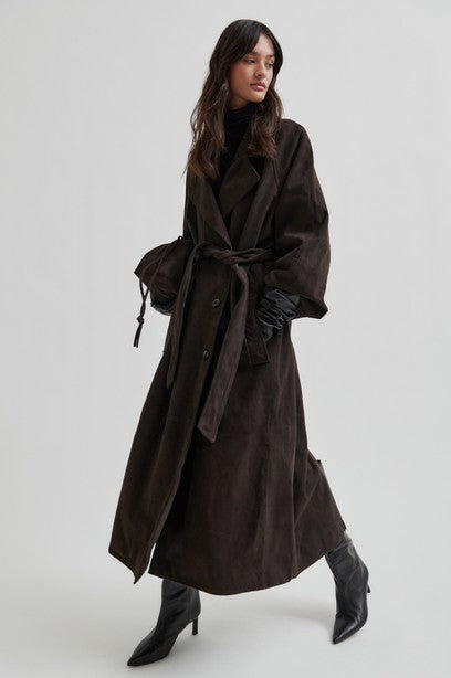 SECOND FEMALE NOOMI SUEDE TRENCHCOAT - VELOURSLEDER TRENCHCOAT BRAUN