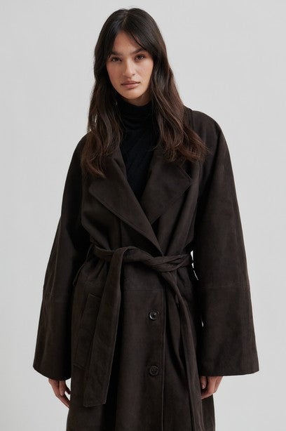 SECOND FEMALE NOOMI SUEDE TRENCHCOAT - VELOURSLEDER TRENCHCOAT BRAUN