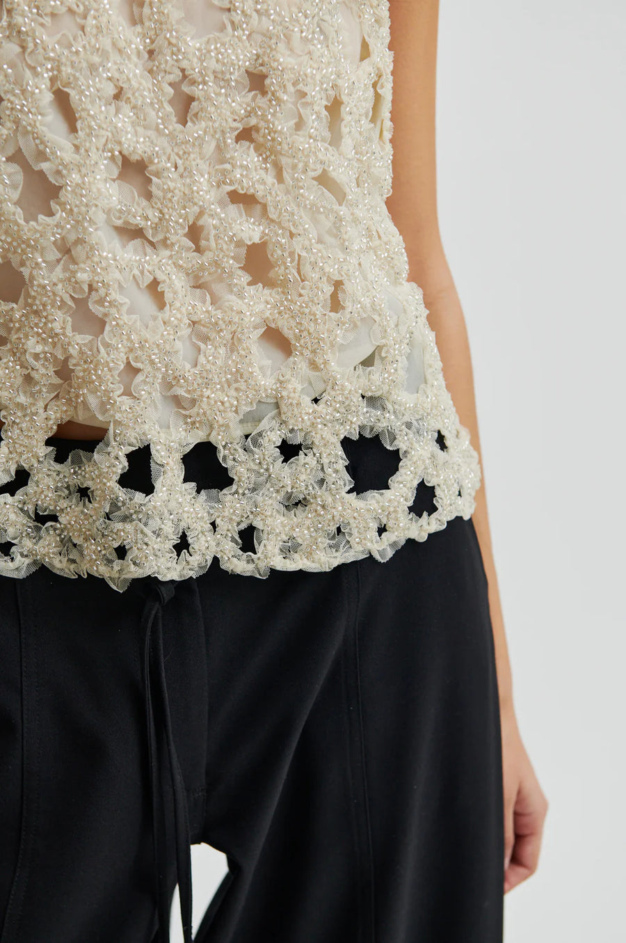 SECOND FEMALE GLEAM TOP - BESTICKTER TOP IN CREME