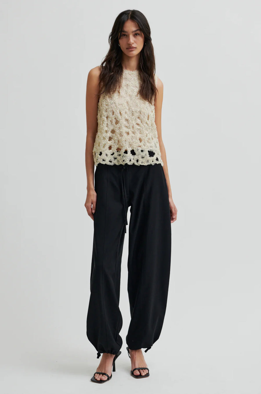 SECOND FEMALE GLEAM TOP - BESTICKTER TOP IN CREME