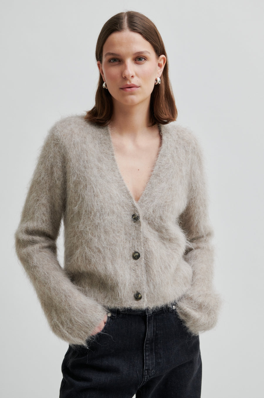 SECOND FEMALE KARLA KNIT CARDIGAN - STRICKJACKE IN BEIGE