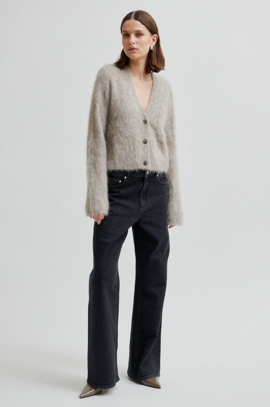 SECOND FEMALE KARLA KNIT CARDIGAN - STRICKJACKE IN BEIGE