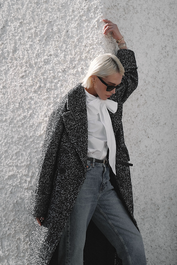 CMPOPLIN SHIRT WHITE - BLUSE MIT SCHAL DETAIL