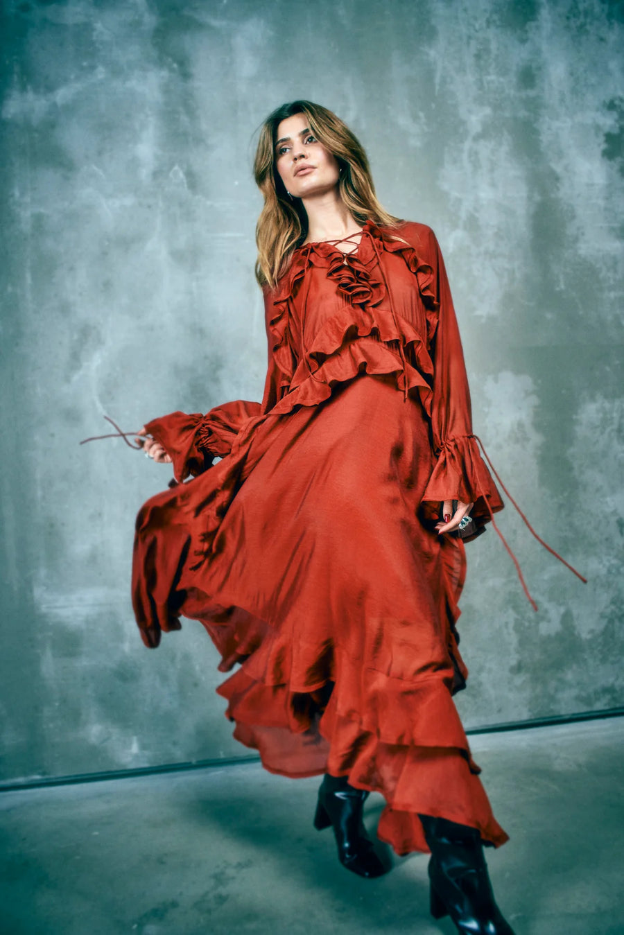 COPENHAGEN MUSE DRESS CMNORMA - LANGES KLEID STIL BOHO