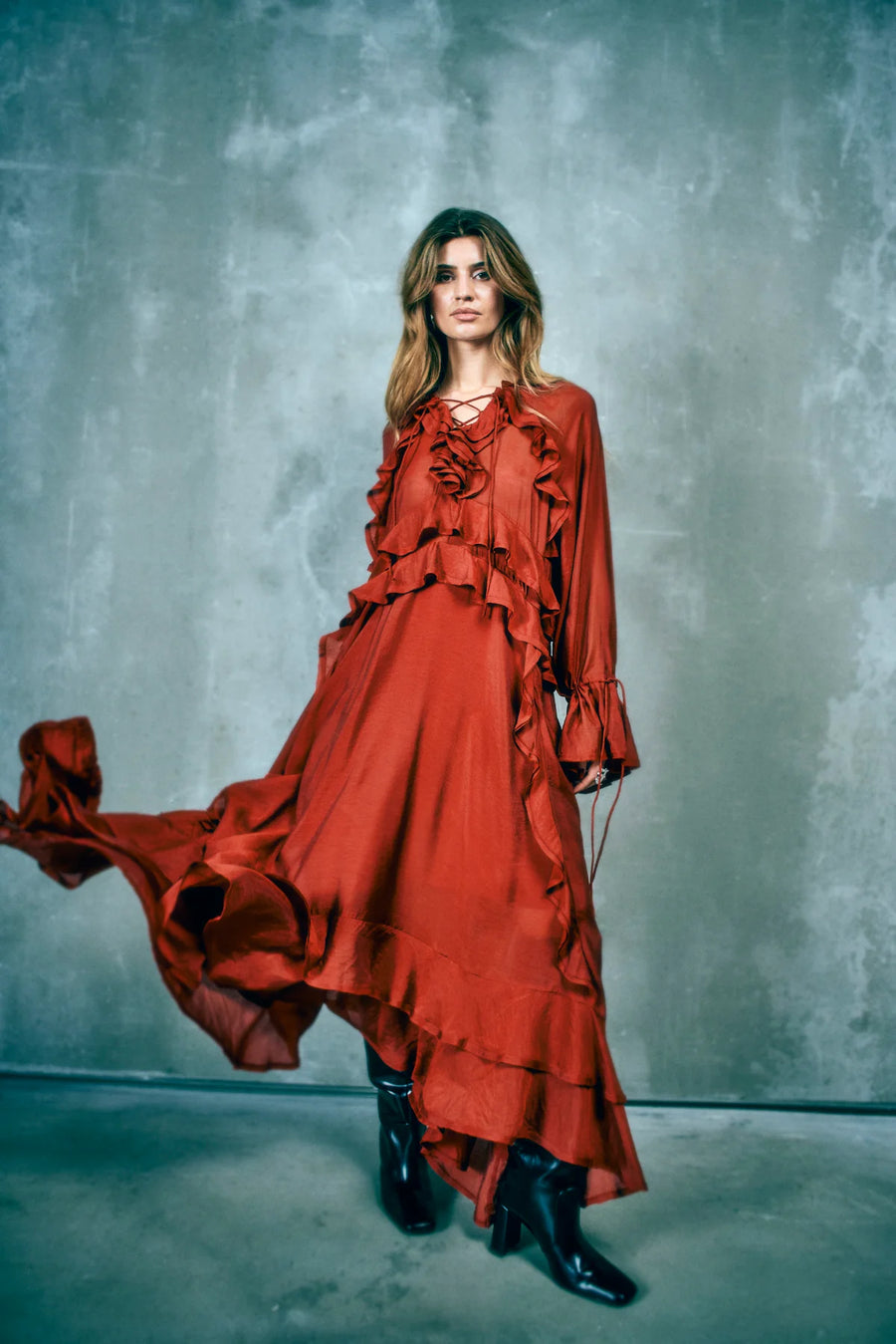 COPENHAGEN MUSE DRESS CMNORMA - LANGES KLEID STIL BOHO
