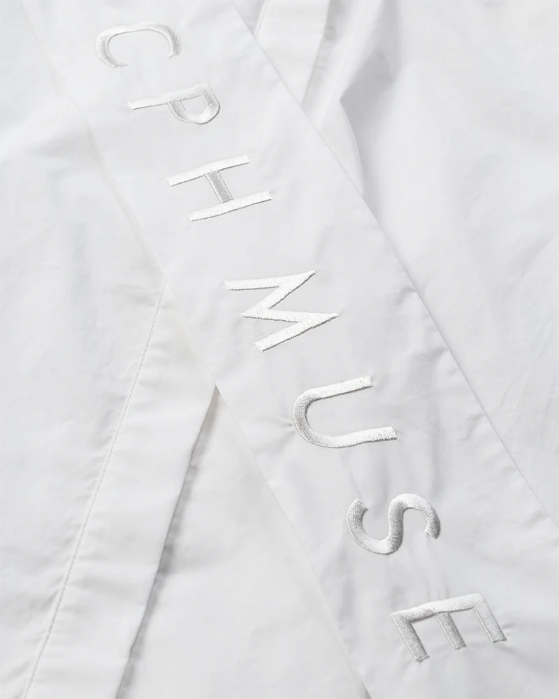 CMPOPLIN SHIRT WHITE - BLUSE MIT SCHAL DETAIL