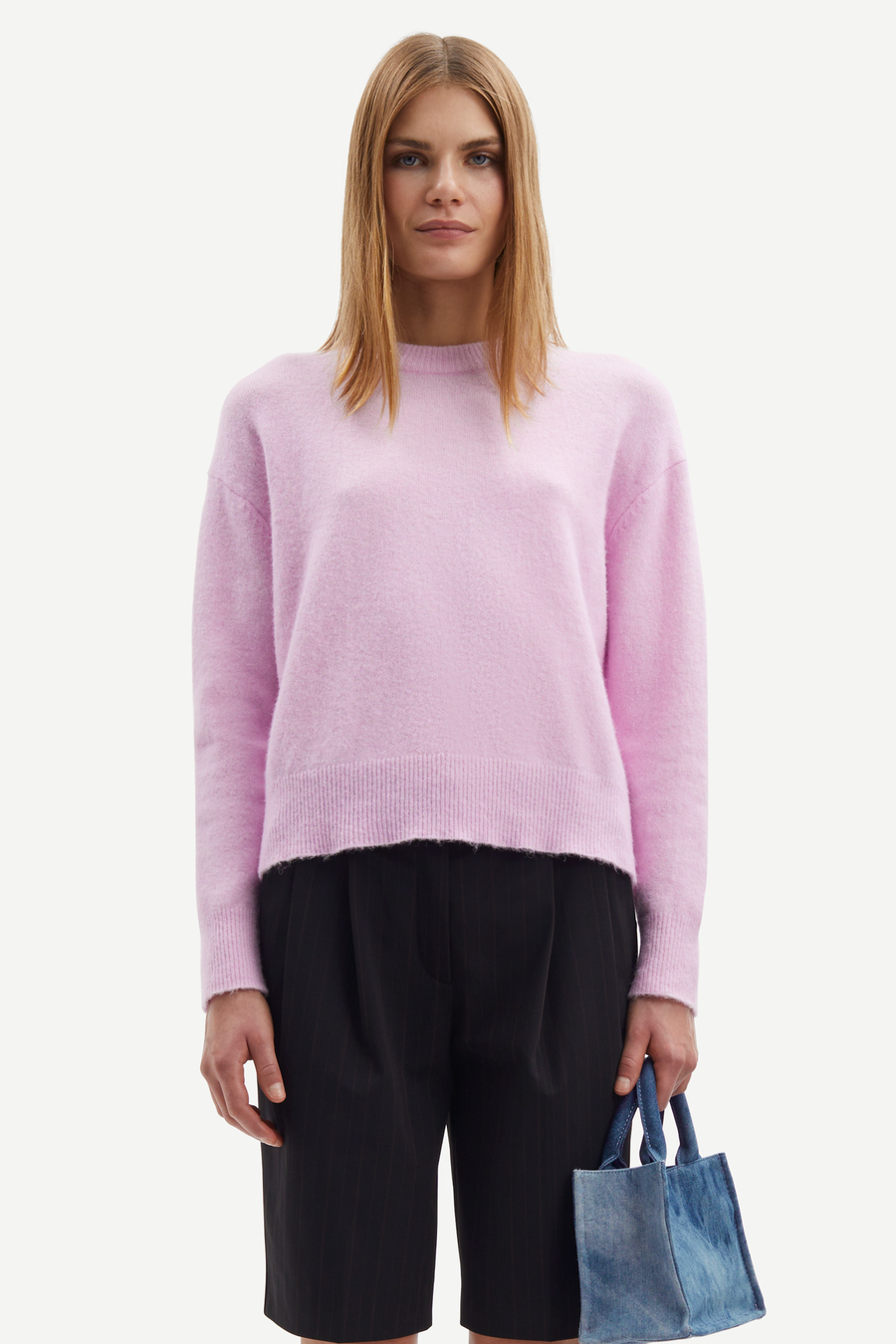 SAMSOE SAMSOE ANOUR IN LILAC SNOW - PULLOVER RUNDHALS PUDER LILA