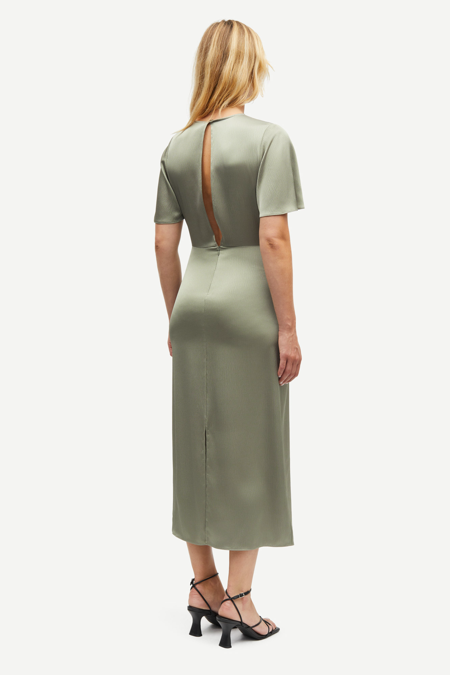 SAMSOE SAMSOE DRESS SALUSINDY - KLEID MIDI SATIN VETIVER