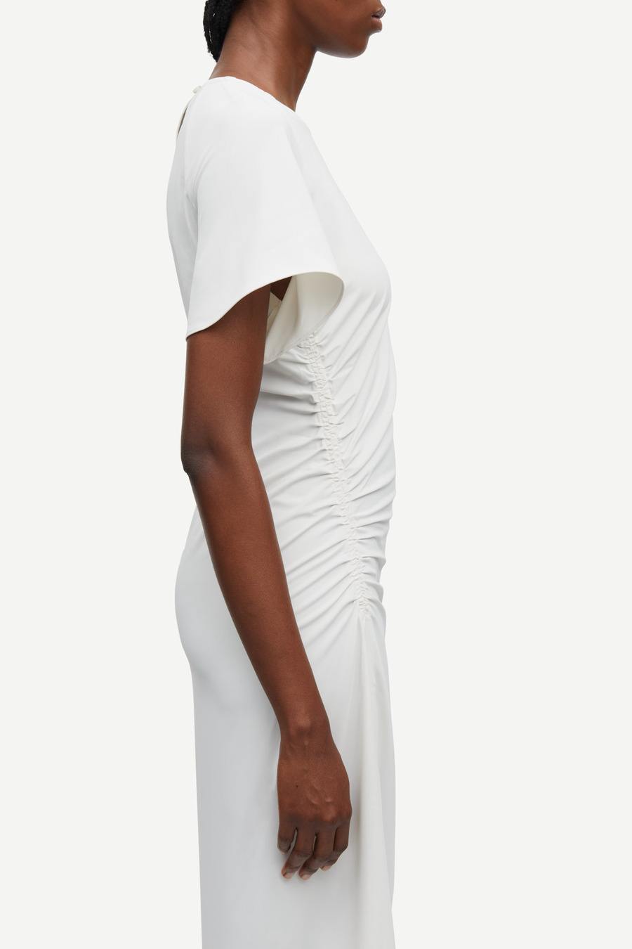 SAMSOE SAMSOE SAALBERO DRESS - KLEID IN CREME MIT RAFFUNG