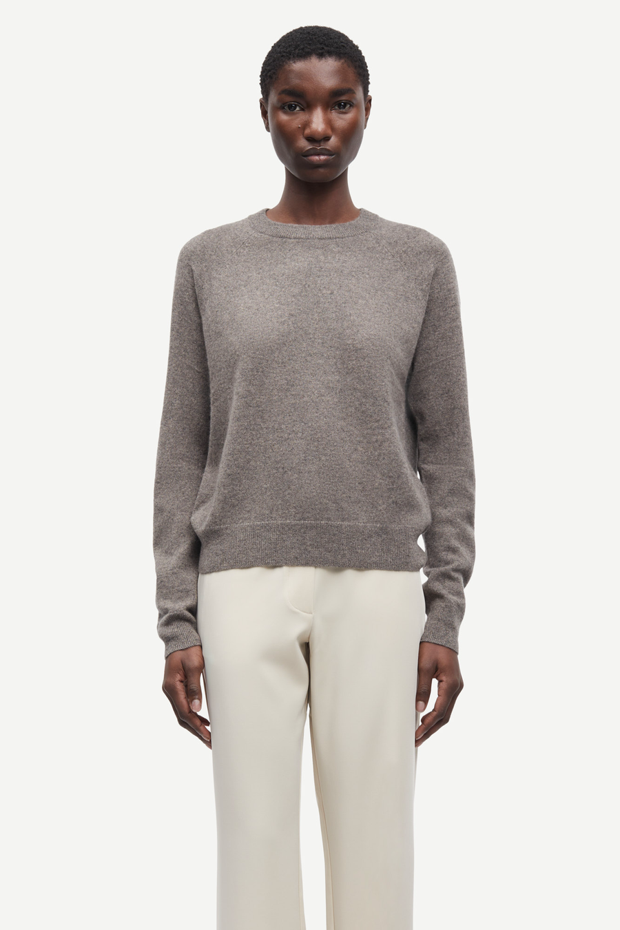 SAMSOE BOSTON CASHMERE PULLOVER GREY-BLUE MELANGE