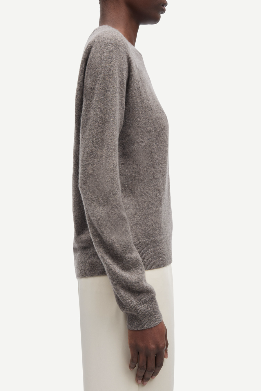 SAMSOE BOSTON CASHMERE PULLOVER GREY-BLUE MELANGE