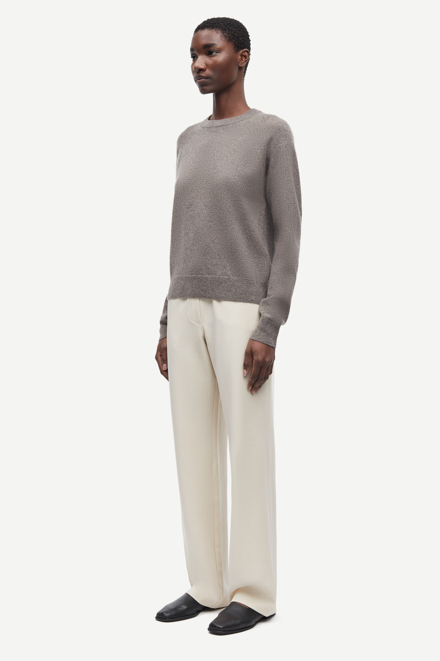 SAMSOE BOSTON CASHMERE PULLOVER GREY-BLUE MELANGE