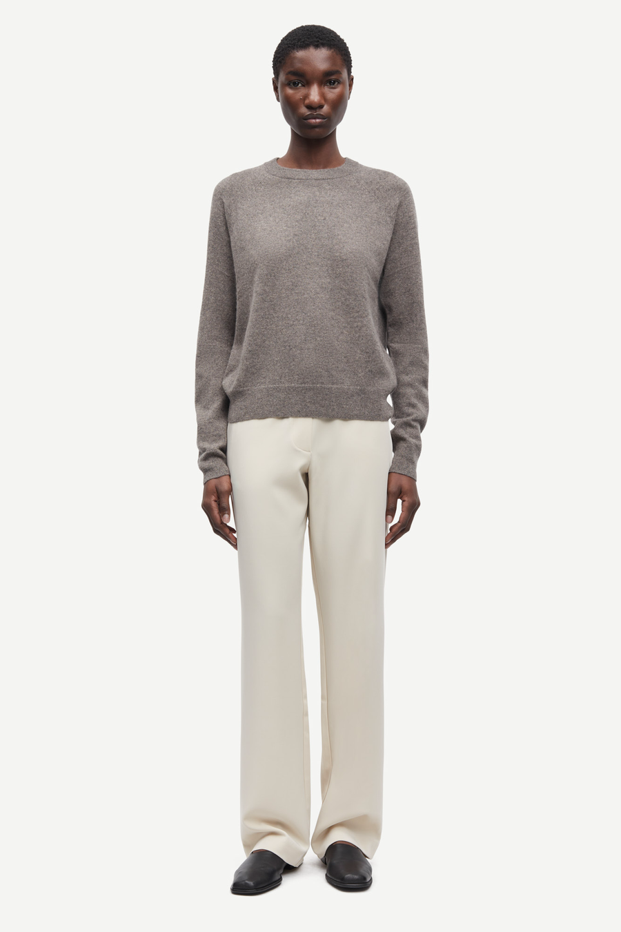 SAMSOE BOSTON CASHMERE PULLOVER GREY-BLUE MELANGE