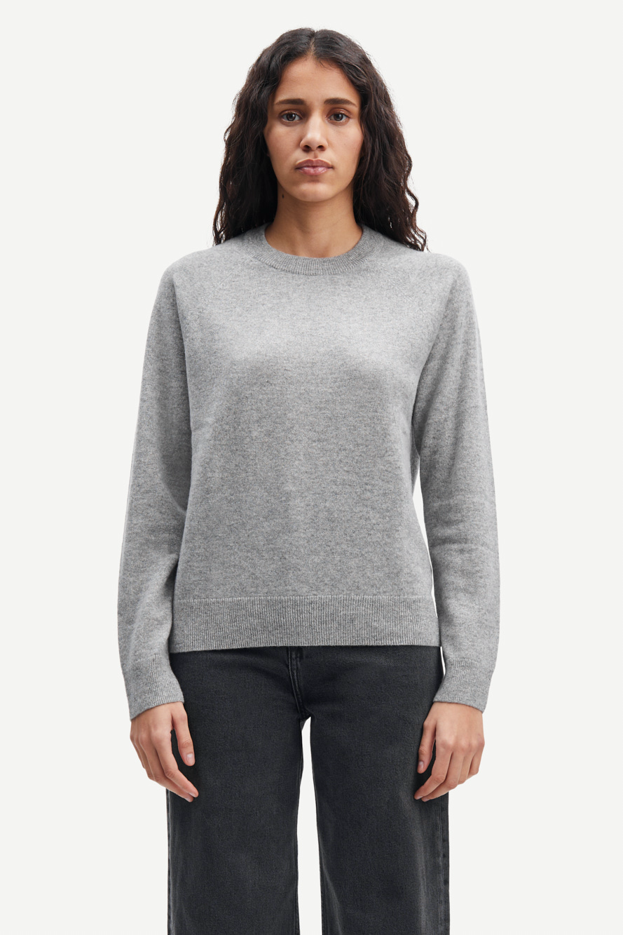 SAMSOE BOSTON CASHMERE PULLOVER GREY MELANGE