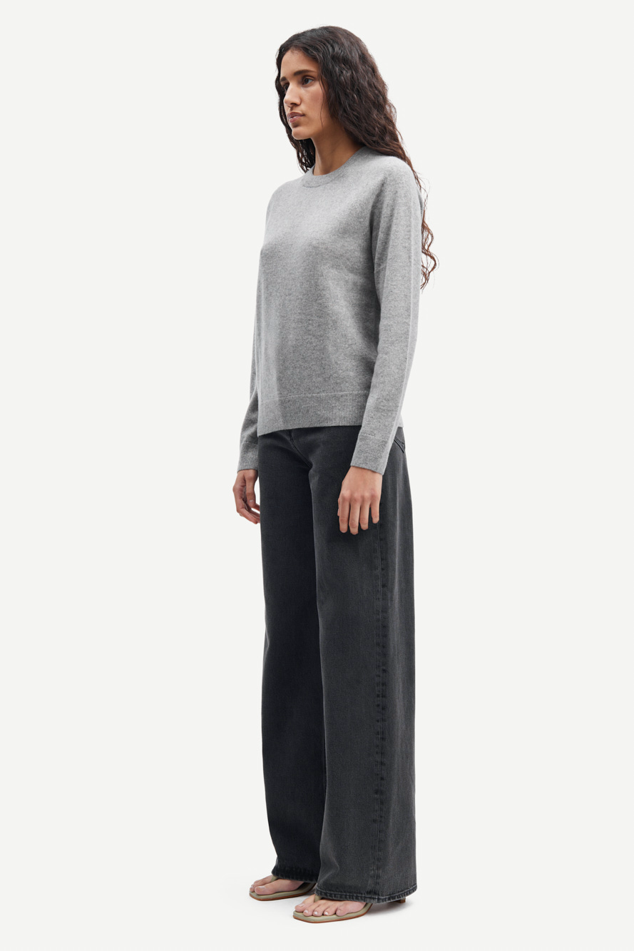 SAMSOE BOSTON CASHMERE PULLOVER GREY MELANGE
