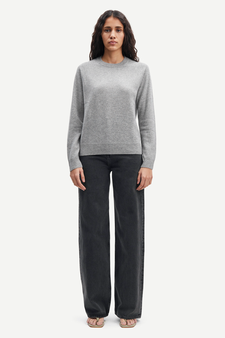 SAMSOE BOSTON CASHMERE PULLOVER GREY MELANGE