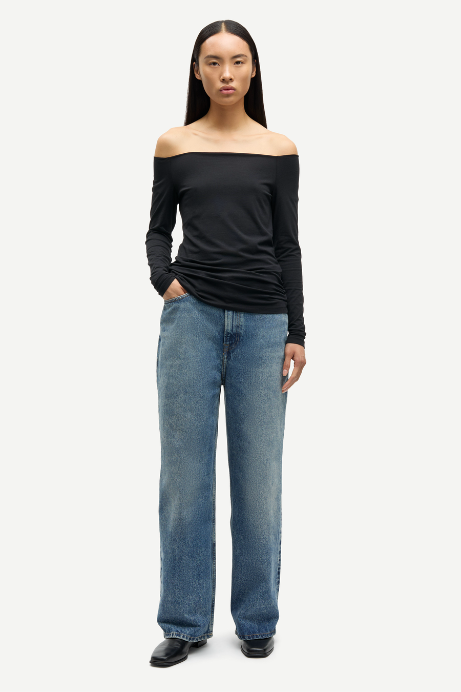 SAMSOE MARIANNE 14606 JEANS - JEANS VERKÜRZT MITTELBLAU