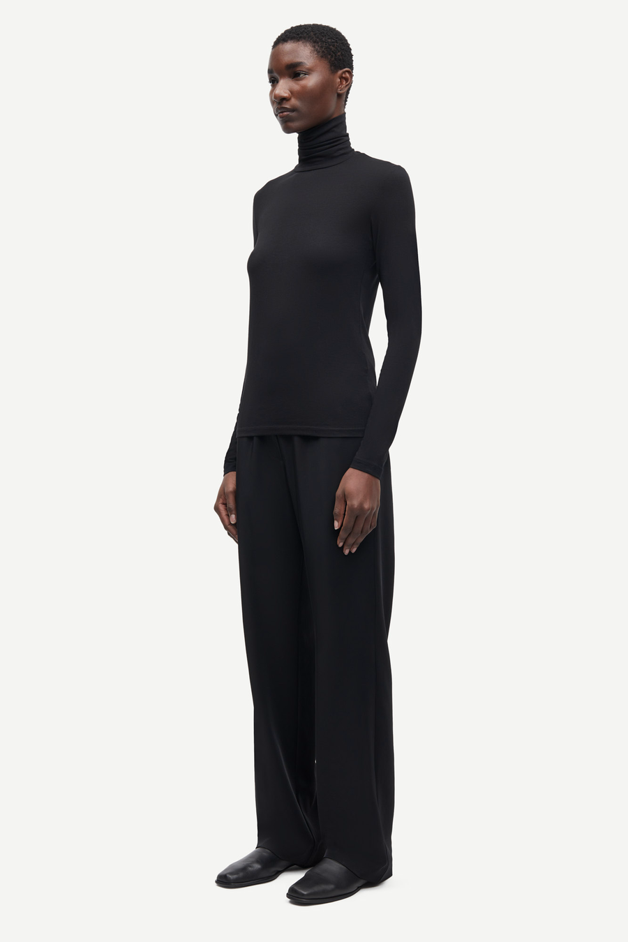 SAMSOE HOYS PANTS STRAIGHT BLACK - HOSE MIT GUMMIZUG