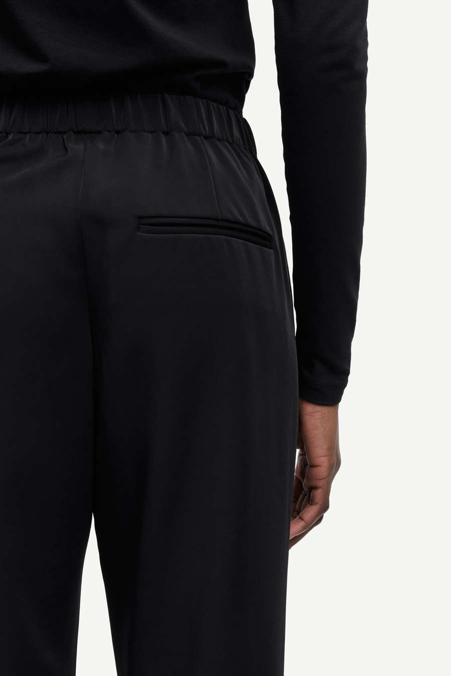 SAMSOE HOYS PANTS STRAIGHT BLACK - HOSE MIT GUMMIZUG